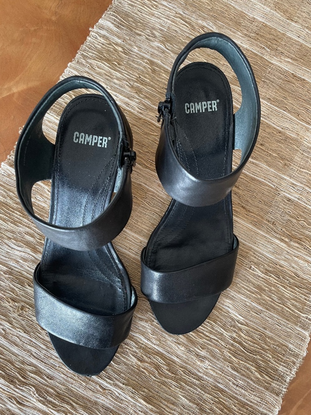Camper Leather Wedge Sandals
